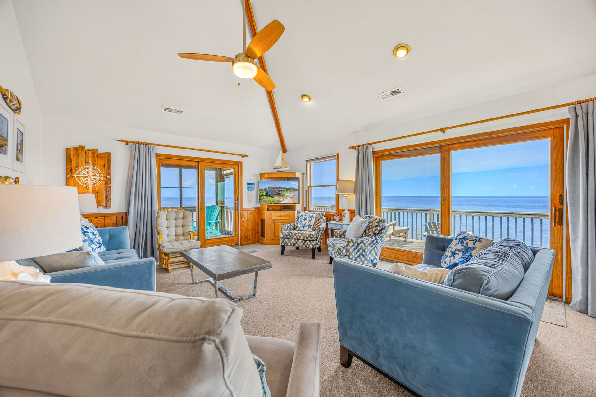 Surf Or Sound Realty 165 Against The Wind Great Room 1