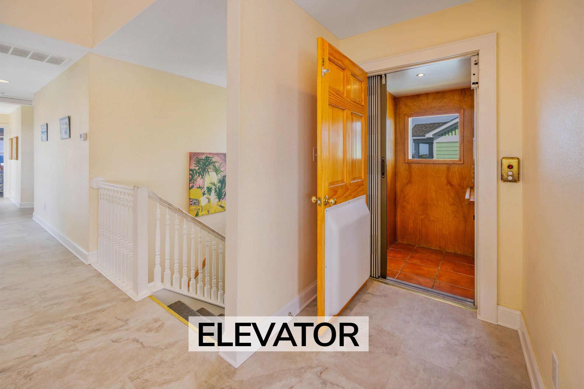 Surf Or Sound Realty 595 Tropical Paradise Elevator Label